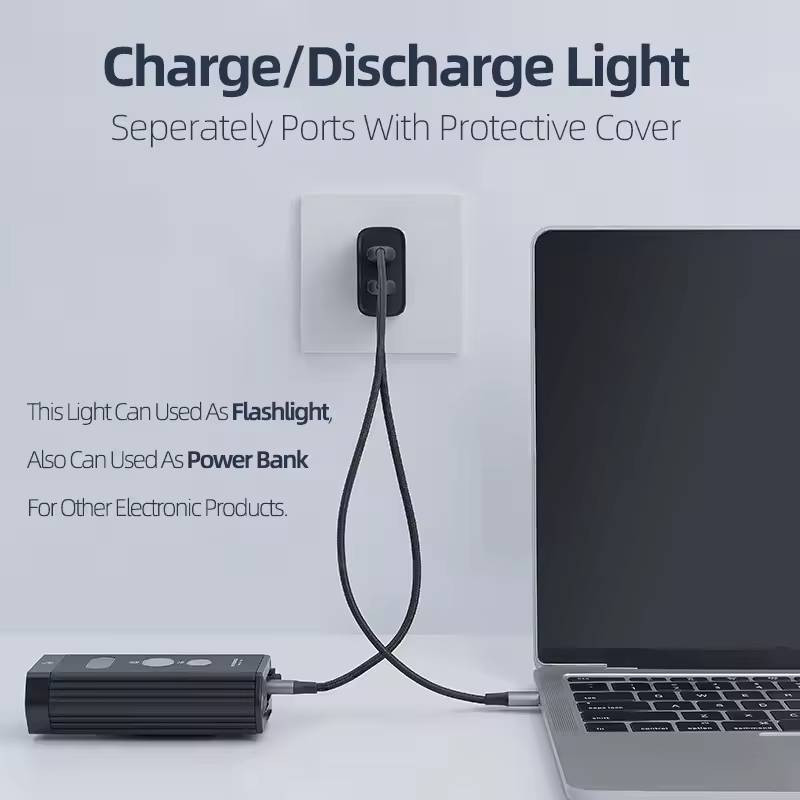 ROCKBROS BR2000 Lampka rowerowa przednia 2000LM USB IPX6 POWERBANK