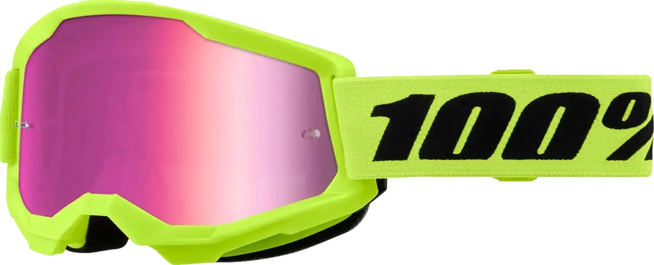 Gogle motocyklowe rowerowe MTB ATV STRATA 2 Neonowo Żółte Lustrzane