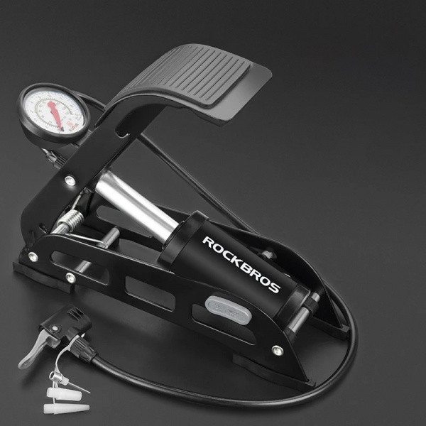 Pompka nożna tłokowa do roweru, motocykla, ROCKBROS FP540BK