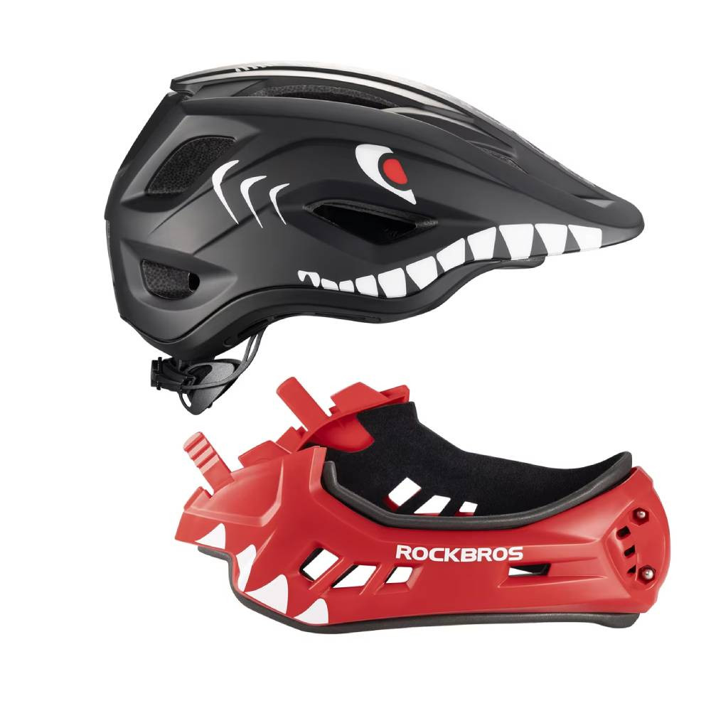 Kask dziecięcy z odpinana szczęką 2w1 ROCKBROS TT-32005 Red Shark czerwony