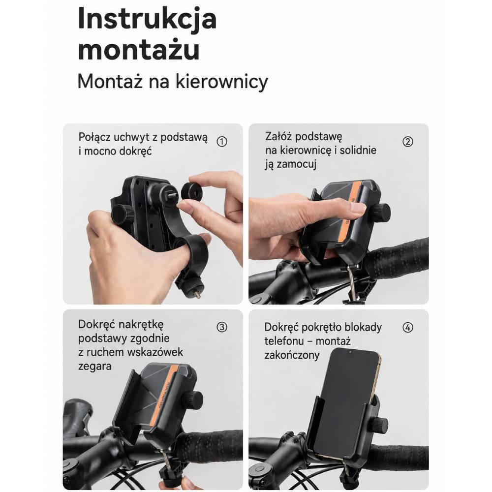 Uchwyt rowerowy na telefon, regulowany, różowy (250021004) ROCKBROS