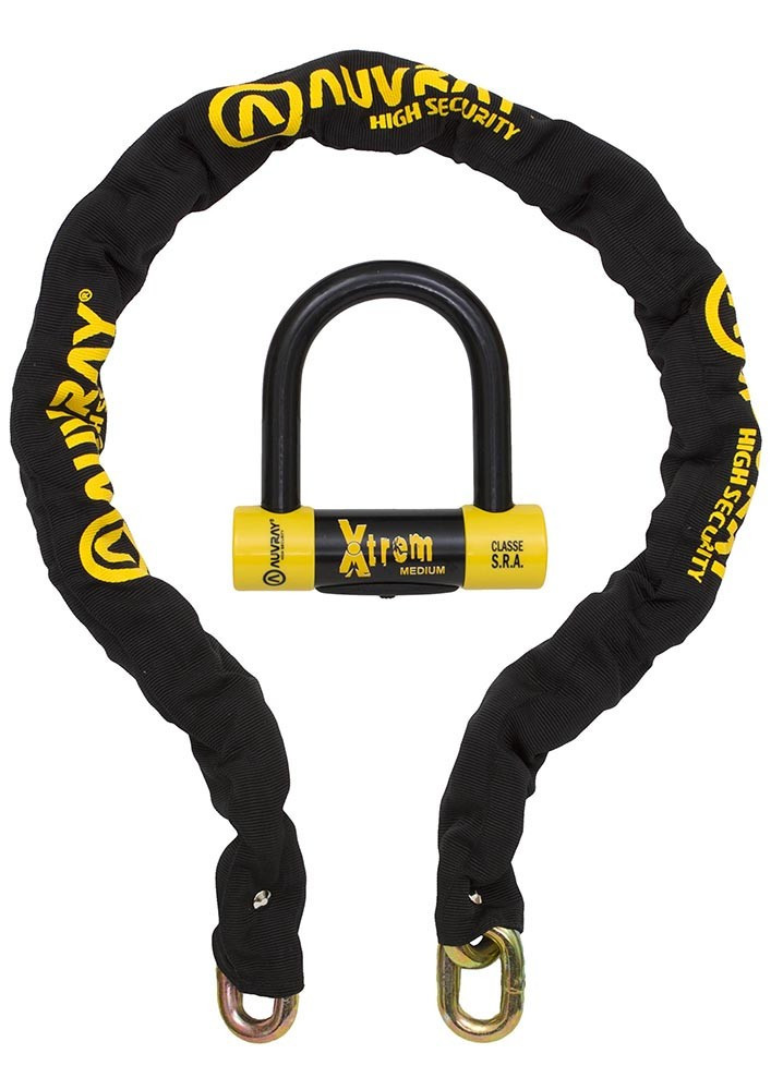 AUVRAY zestaw łańcuch z kłódką XTREM MEDIUM - długość 140 cm, średnica 13,5 mm (klasa S.R.A.)