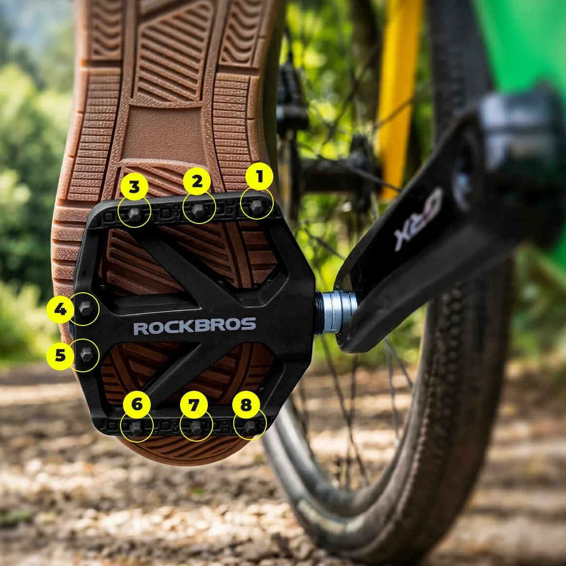 Pedały rowerowe platformowe Rockbros BP2602 nylonowe łożyska maszynowe 9/16 MTB CZERWONE