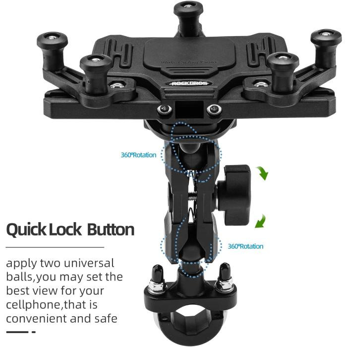 Uchwyt na telefon Heavy Duty metalowy z absorpcją drgań (25210012001) ROCKBROS