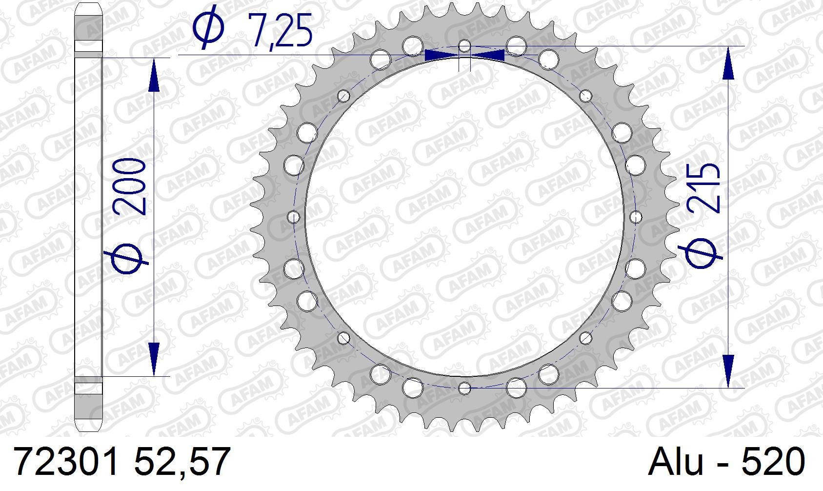 AFAM Zębatka tylna aluminiowa do łańcucha 520 kod 72301-57