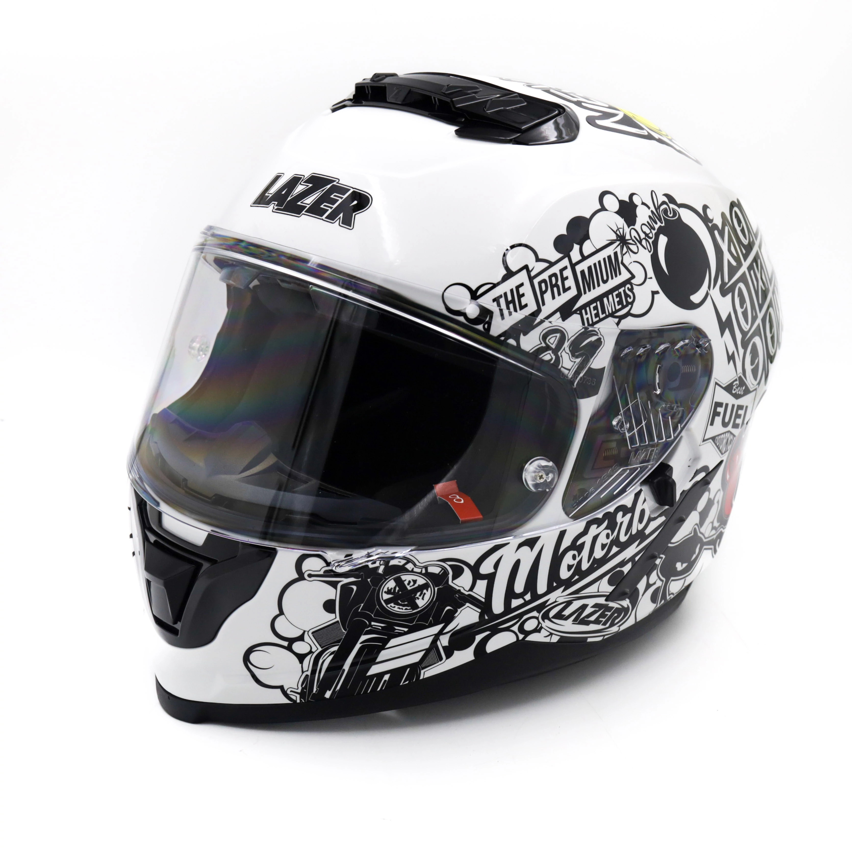 Kask Motocyklowy LAZER RAFALE EVO Stickerbomb (kol. Biały - Czarny - Srebrny - Czerwony)