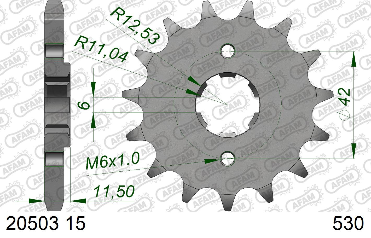 AFAM Zębatka przednia do łańcucha 530 kod 20503-15