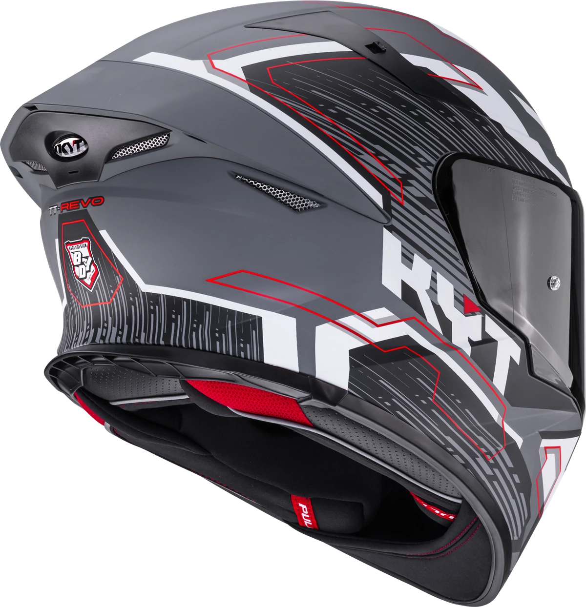 Kask motocyklowy KYT TT-REVO SPEEDING SZARY MATT/CZARNY E06