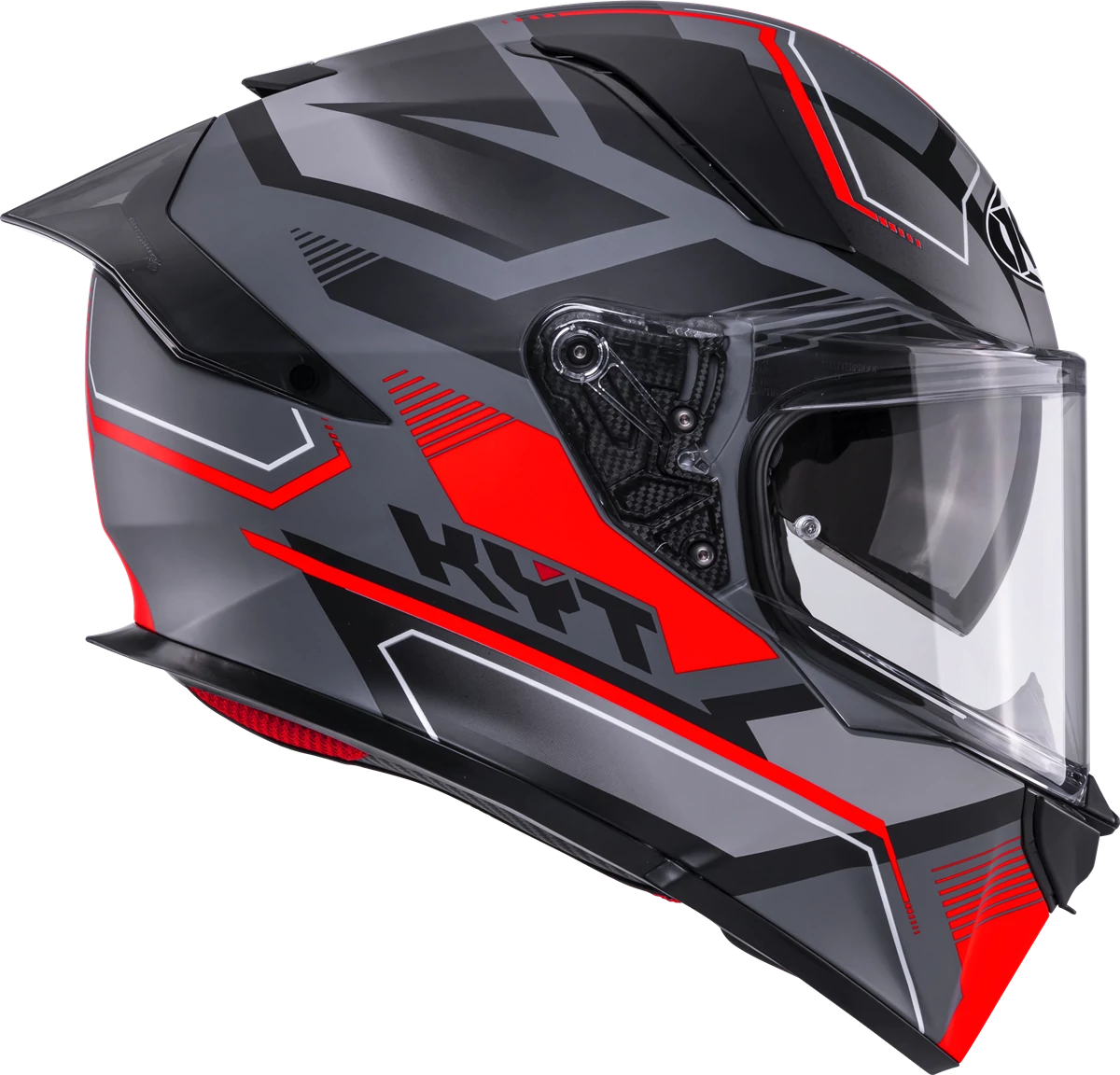 Kask motocyklowy KYT R2R PARSEC SZARY MATT/CZERWONY E06