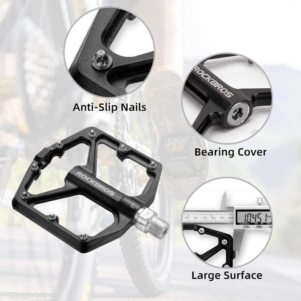 Pedały rowerowe aluminiowe z pinami czarne Rockbros K203-BK