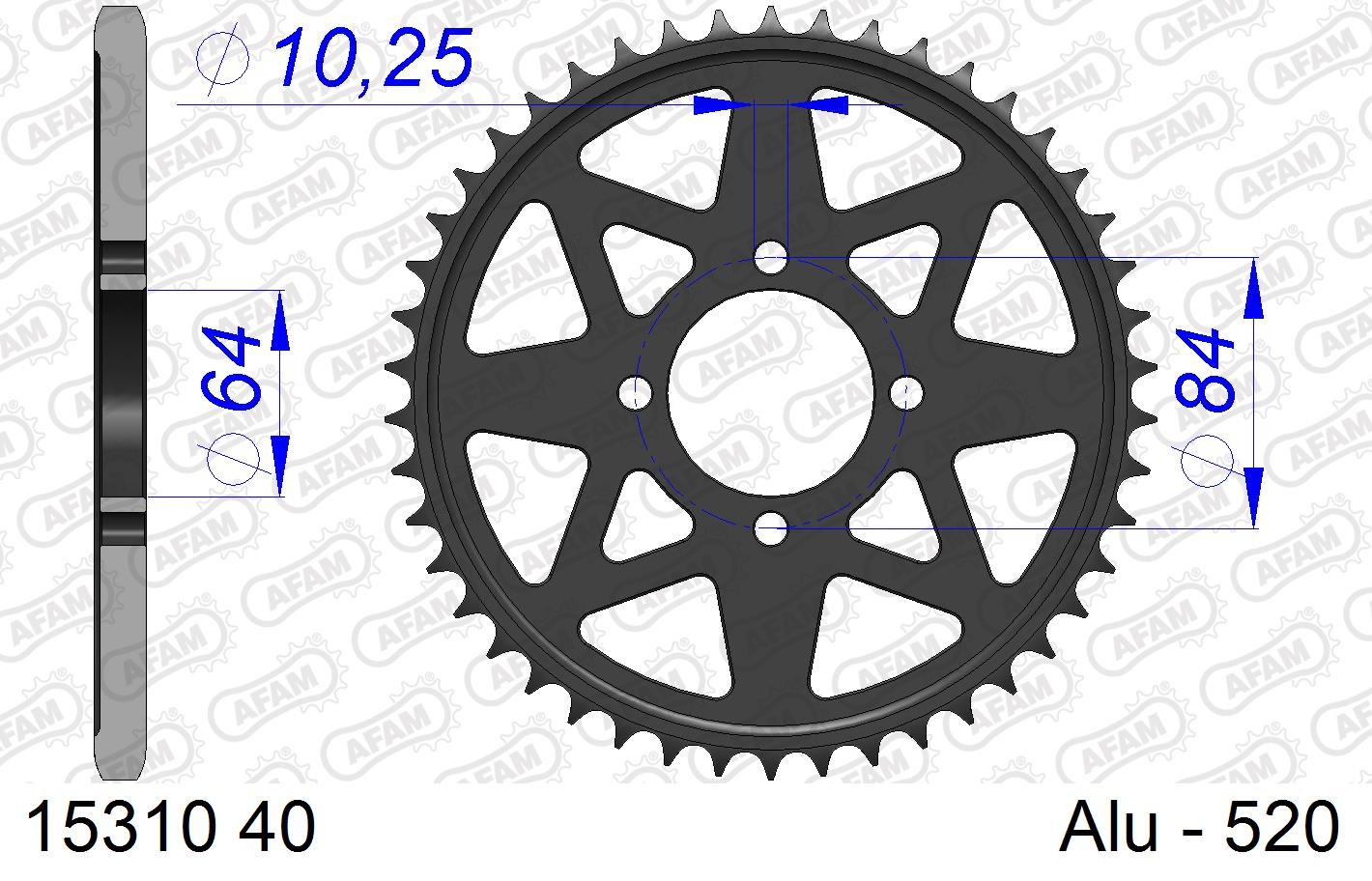 AFAM Zębatka tylna aluminiowa do łańcucha 520 kod 15310-40