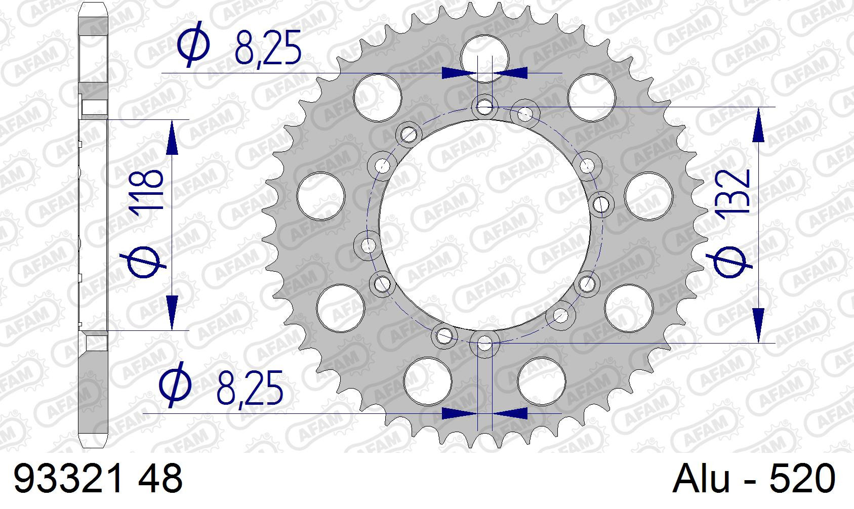 AFAM Zębatka tylna aluminiowa do łańcucha 520 kod 93321-48