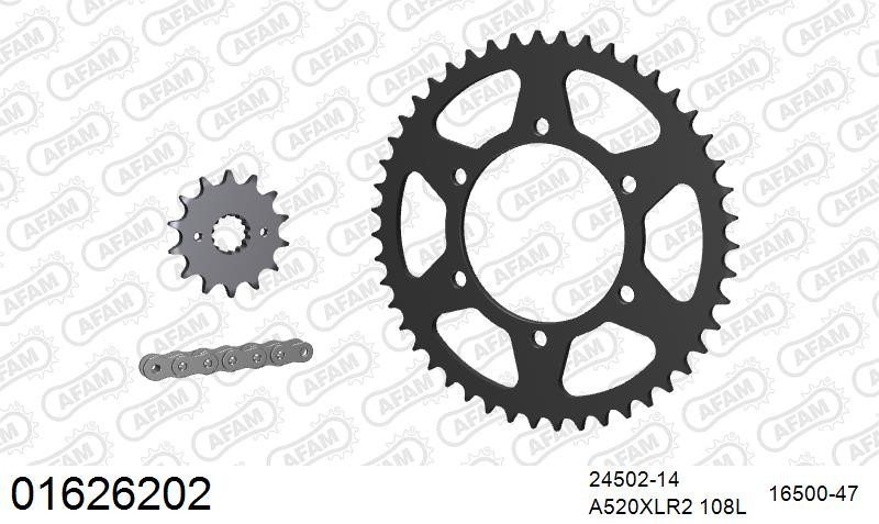 Zestaw napędowy AFAM do KAWASAKI ZZR 250 H1,H2,H3,H4,H5,H6,H7,H8,H9,H10,H11,H12,H13,H14