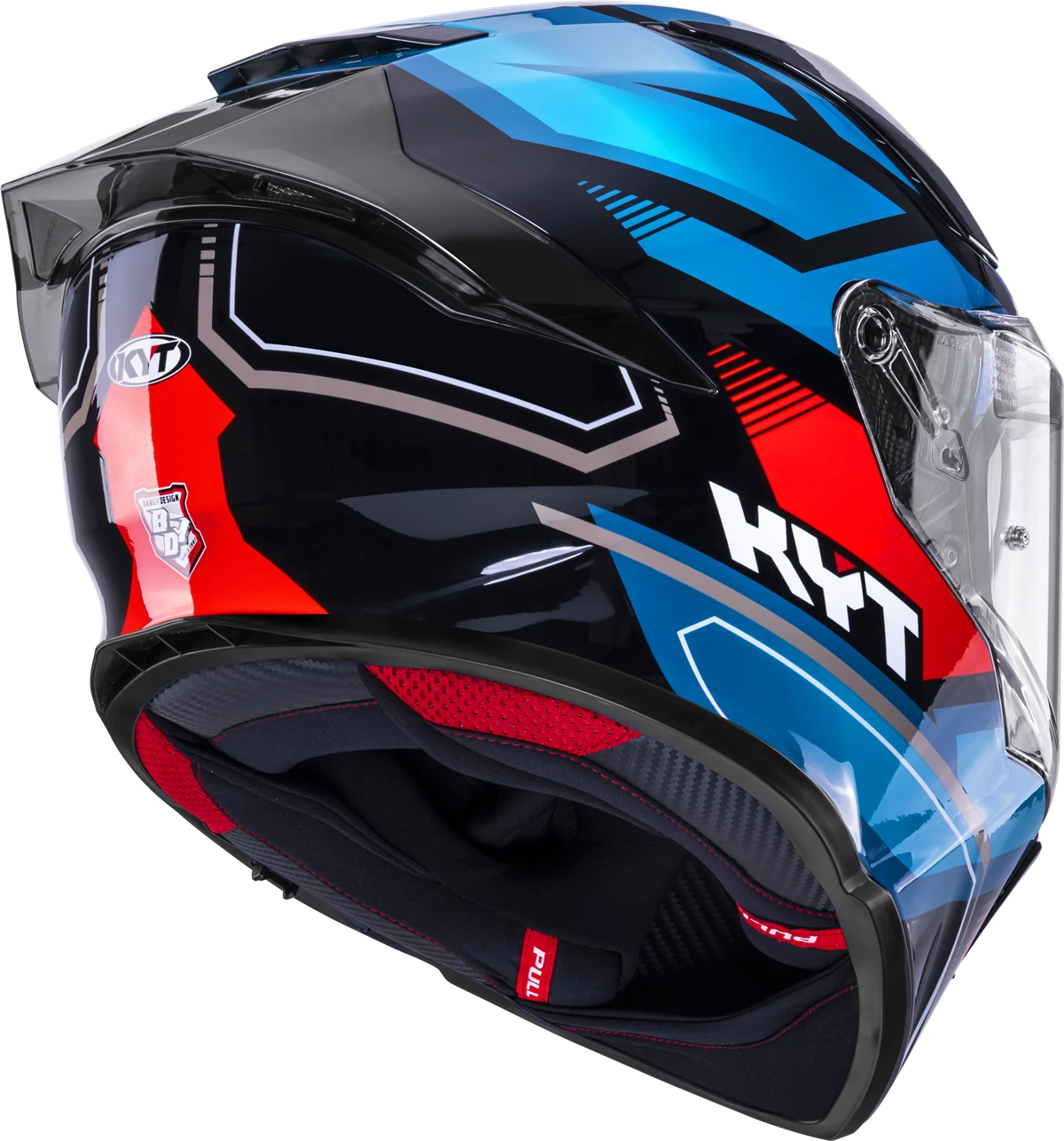 Kask motocyklowy KYT R2R PARSEC CZARNY/NIEBIESKI/CZERWONY E06