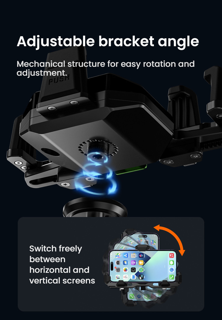 LOBOO Uchwyt na telefon PH06 (z modułem ładowania, 13mm), magnetyczny system antywstrząsowy