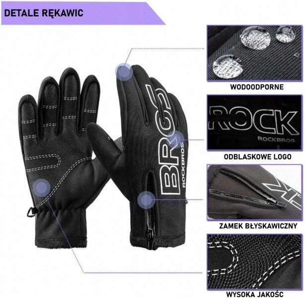 Rękawiczki rowerowe / sportowe ROCKBROS (S091-4BK) czarne