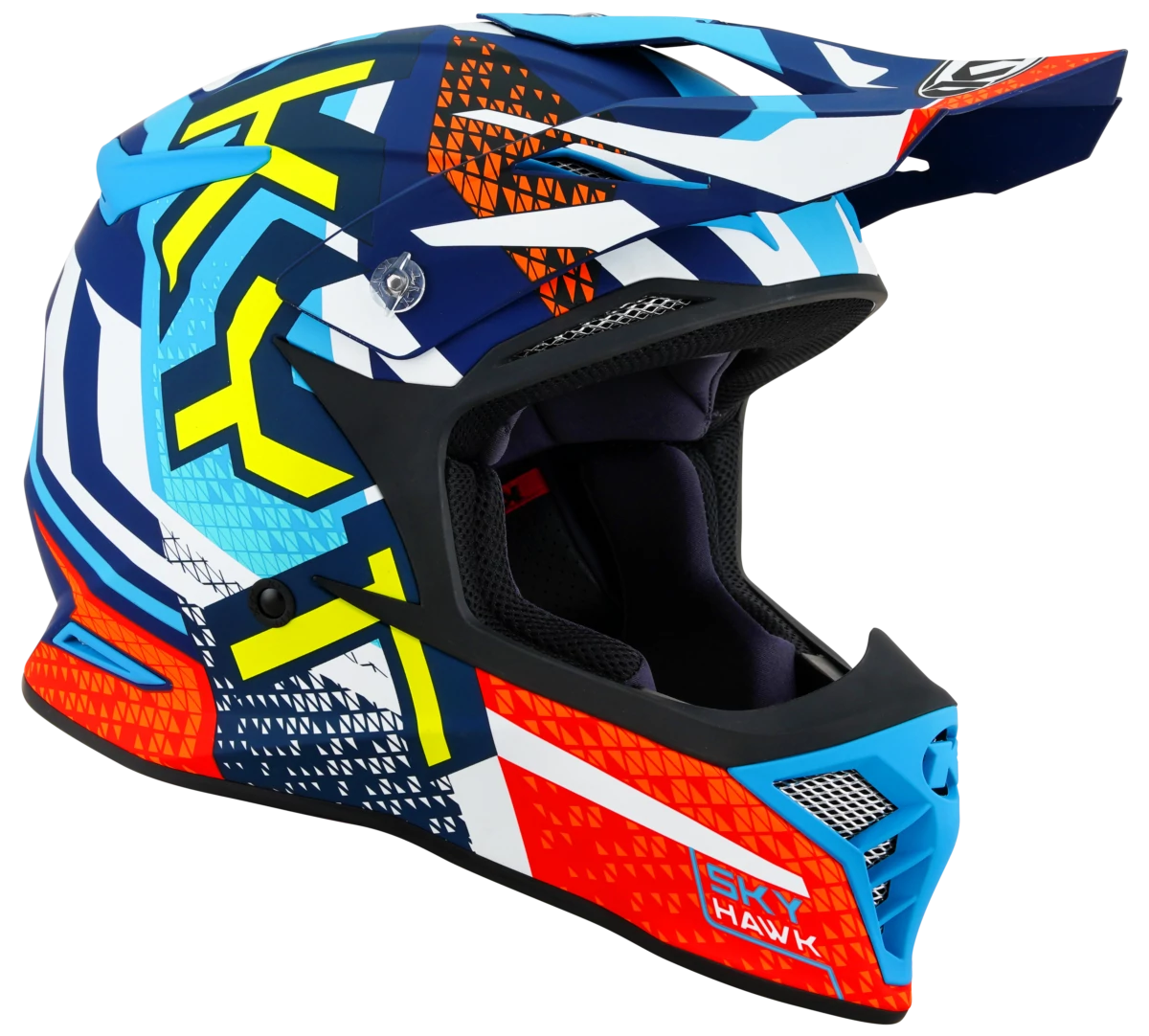 Kask motocyklowy KYT SKYHAWK HYPERFLOW MATT JASNY NIEBIESKI/CZERWONY E06