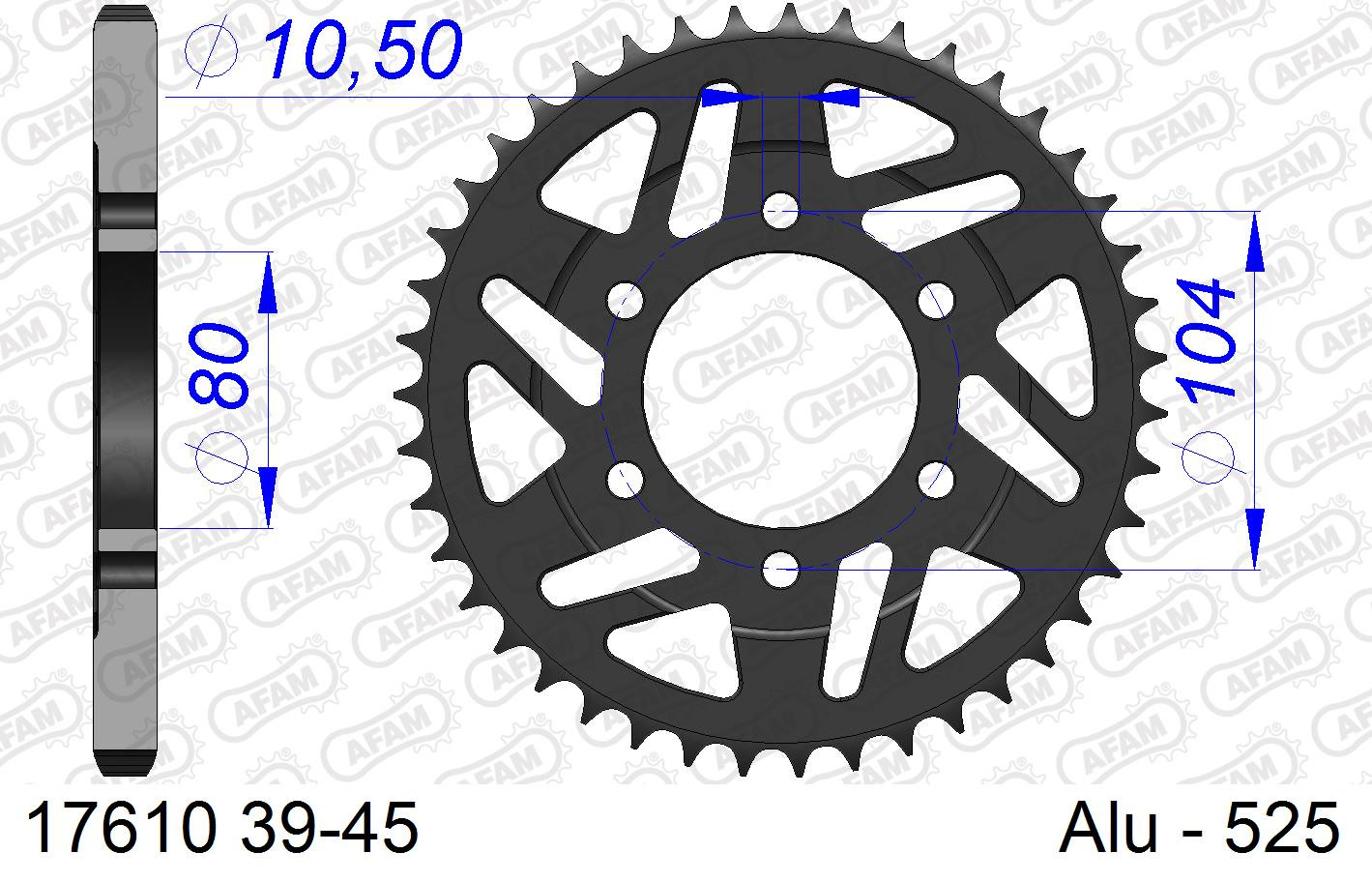 AFAM Zębatka tylna aluminiowa do łańcucha 525 kod 17610-43