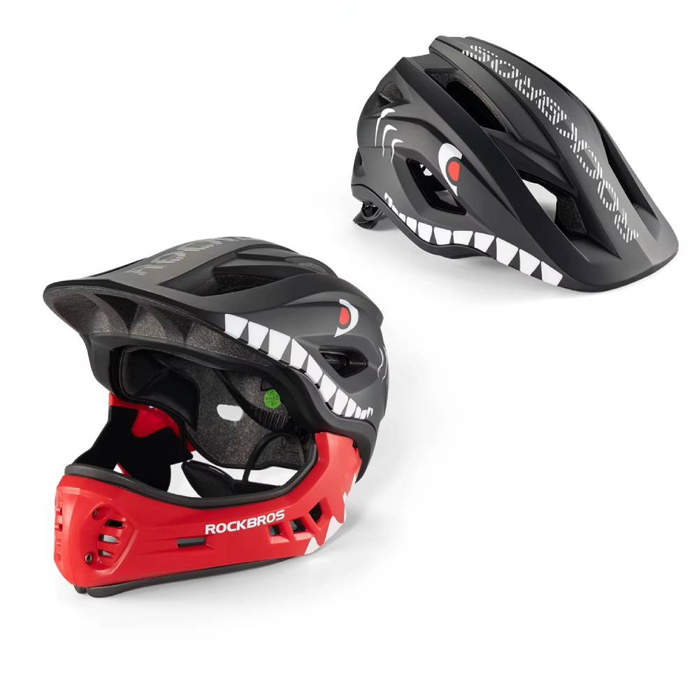 Kask dziecięcy z odpinana szczęką 2w1 ROCKBROS TT-32005 Red Shark czerwony