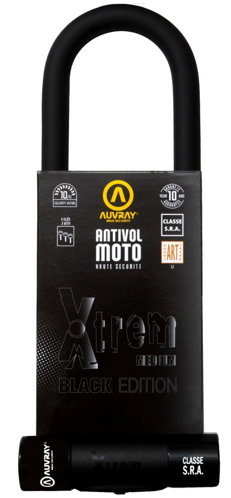 AUVRAY zapięcie U-LOCK XTREM MEDIUM BLACK EDITION - bolec 18mm, 85mm x 310mm (klasa S.R.A.)