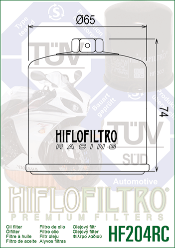 FILTR OLEJU HIFLO HF204RC RACING HONDA/ KAWASAKI/ YAMAHA NAKRĘTKA 17MM
