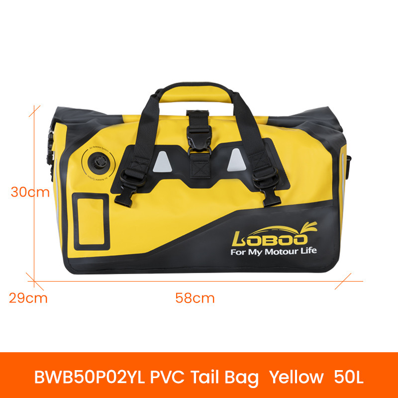 LOBOO Torba motocyklowa PVC żółta 50L (z kieszenią separacyjną na mokre rzeczy)
