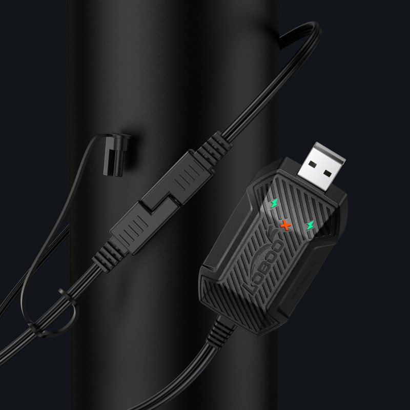 LOBOO Inteligenta Mini ładowarka do akumulatorów 12V (kwasowe, żelowe, litowe), USB