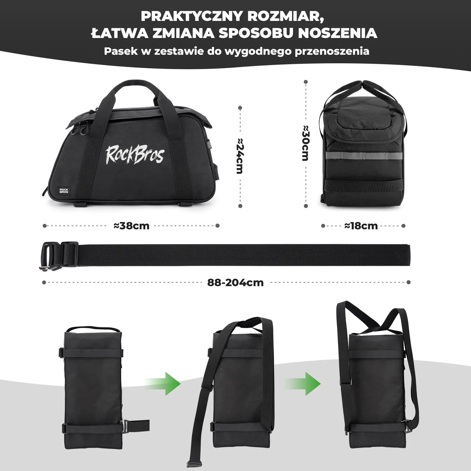 Torba na bagażnik rowerowy Rockbros A41 10,5 l plecak na ramię wodoodporna