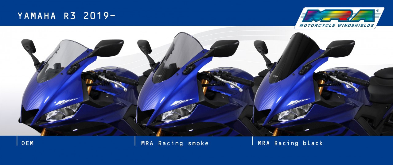 Szyba motocyklowa MRA YAMAHA YZF-R3 2019-, forma R, przyciemniana