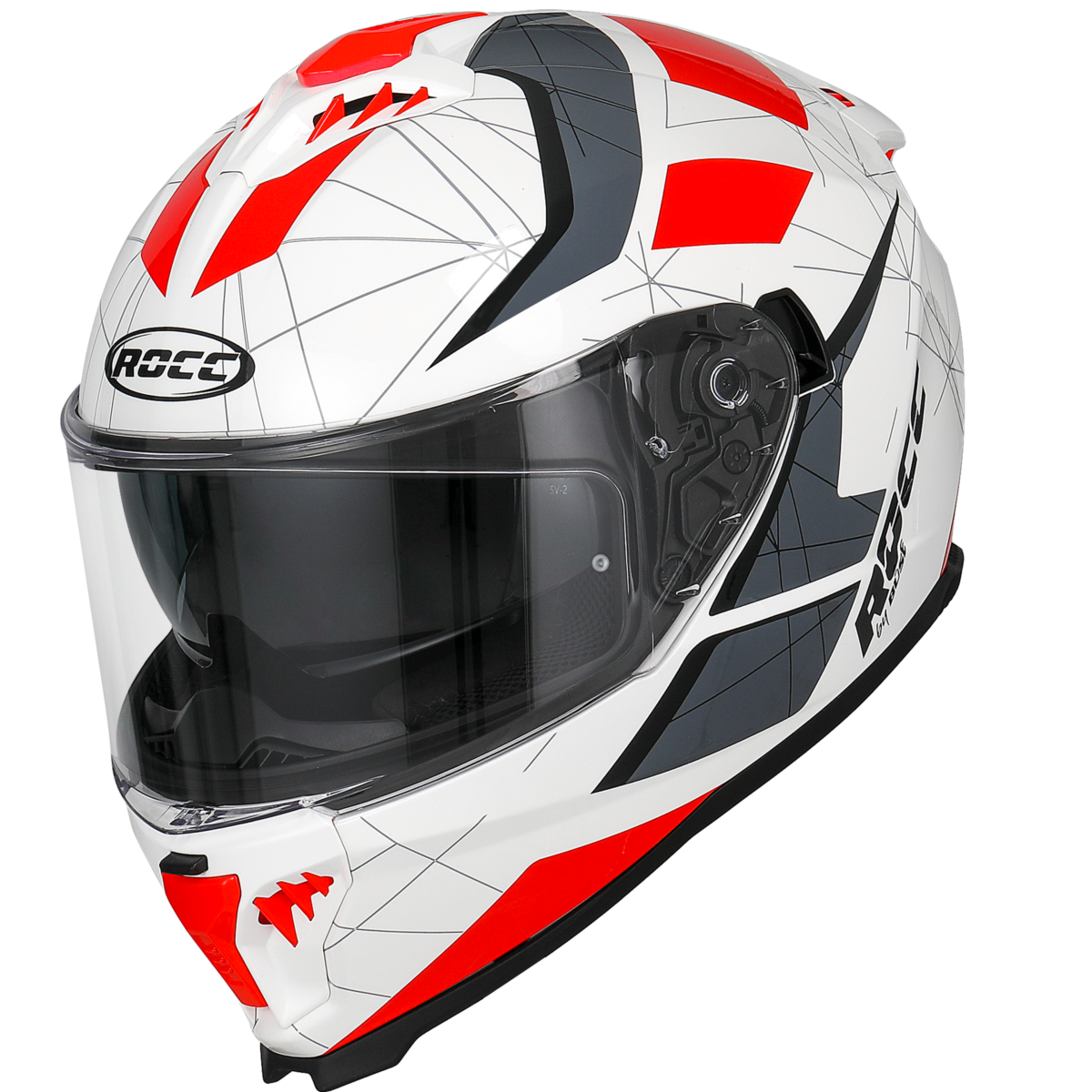 Kask motocyklowy ROCC 390 biało-czerwony