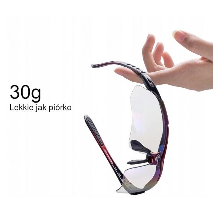 Okulary rowerowe / sportowe z polaryzacją, wymienne szkła ROCKBROS UV400 (10001) niebieskie