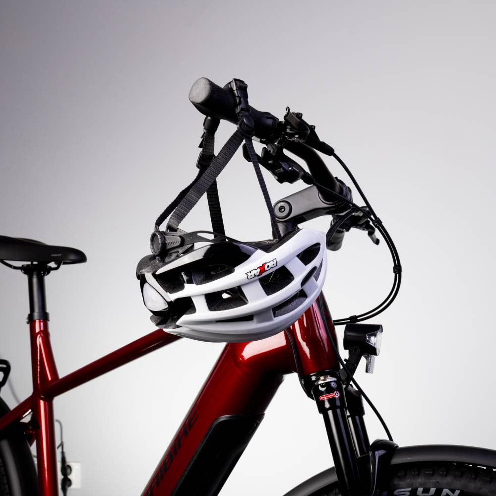 Kask rowerowy miejski / szosowy ROXAR STREET biały z wbudowaną lampką