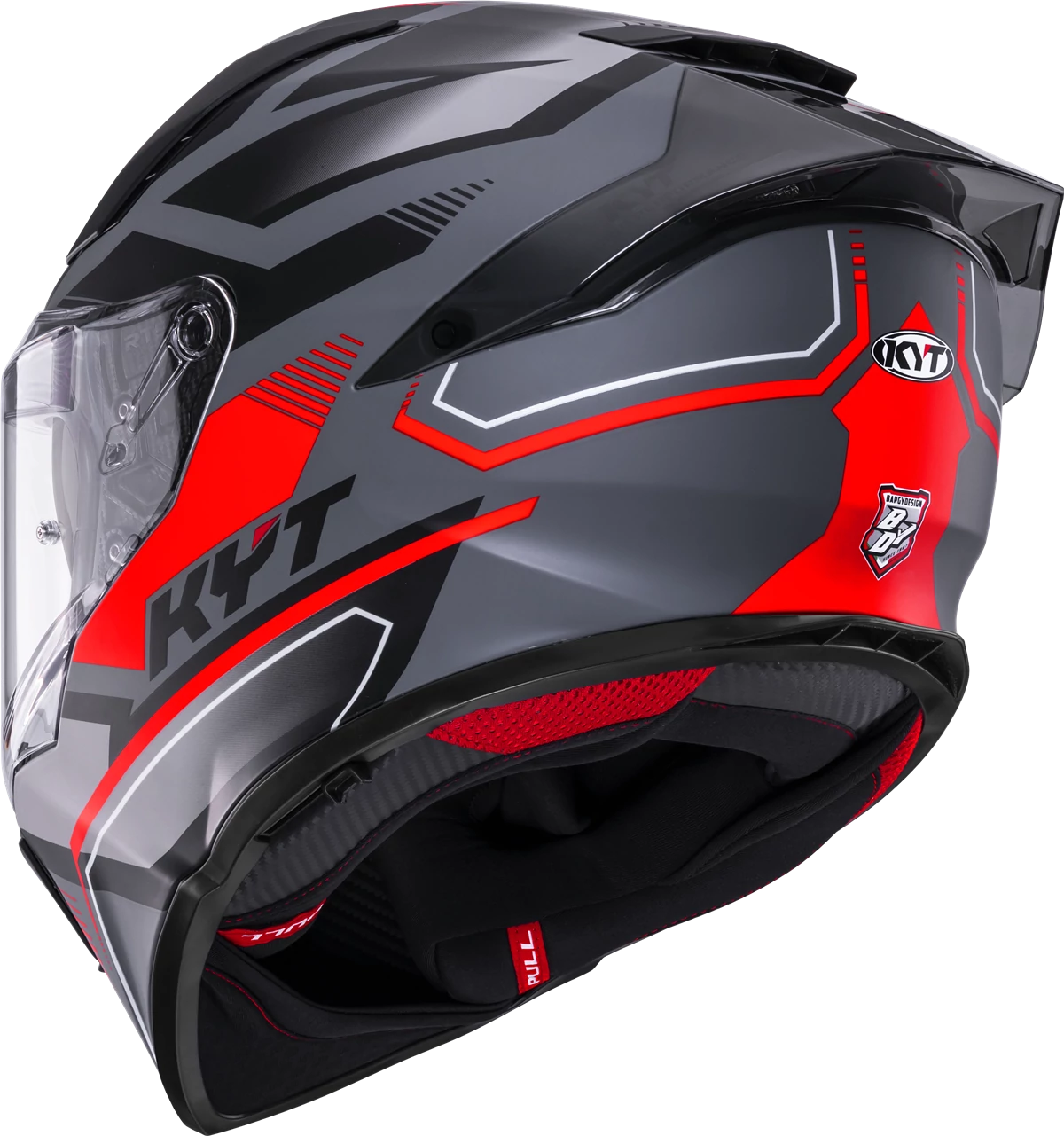 Kask motocyklowy KYT R2R PARSEC SZARY MATT/CZERWONY E06