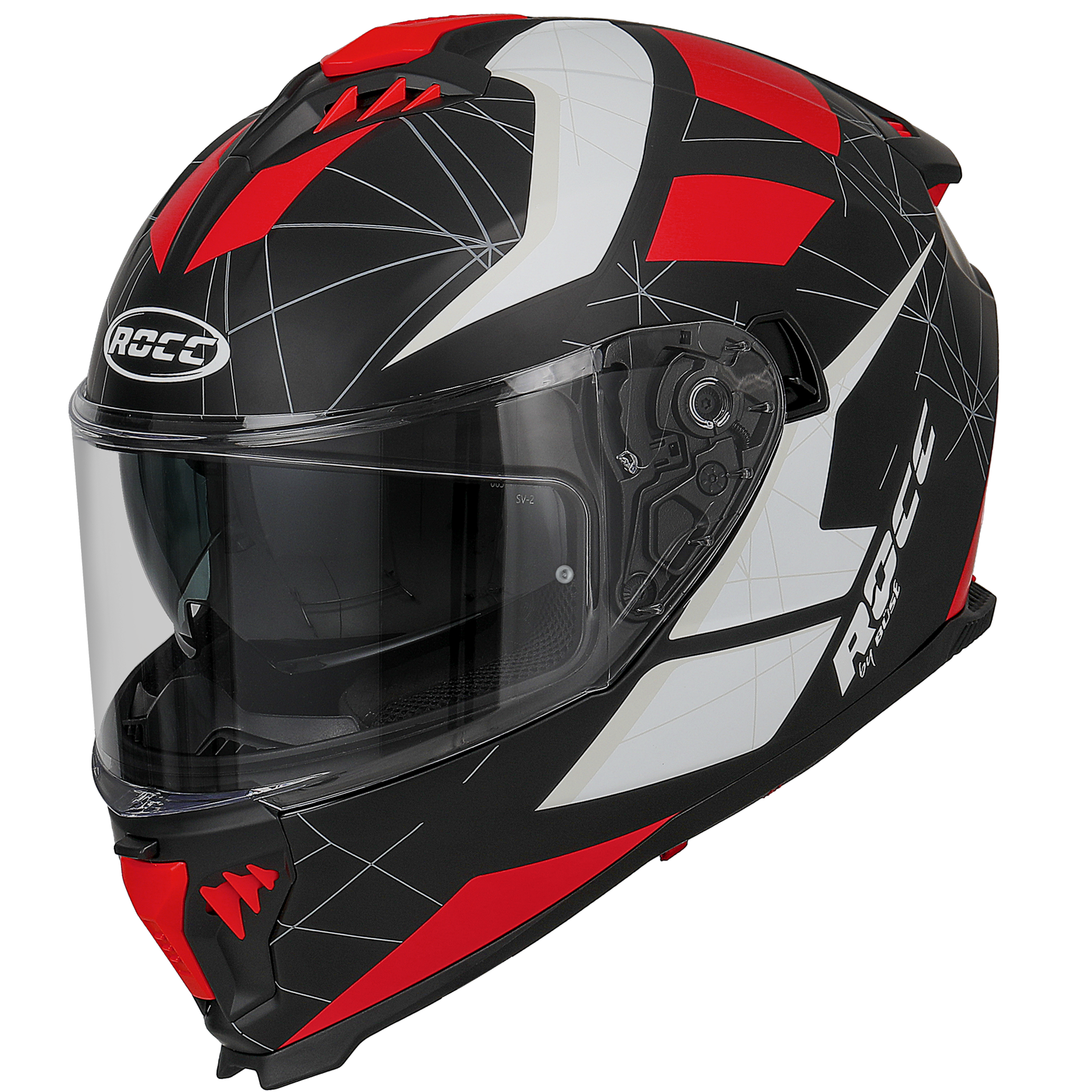 Kask motocyklowy ROCC 390 czarno-czerwono-biały