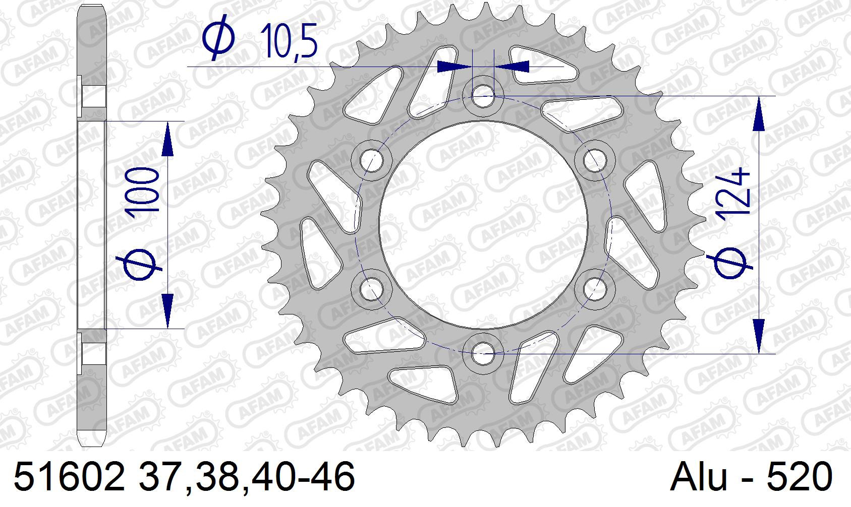 AFAM Zębatka tylna aluminiowa do łańcucha 520 kod 51602-38