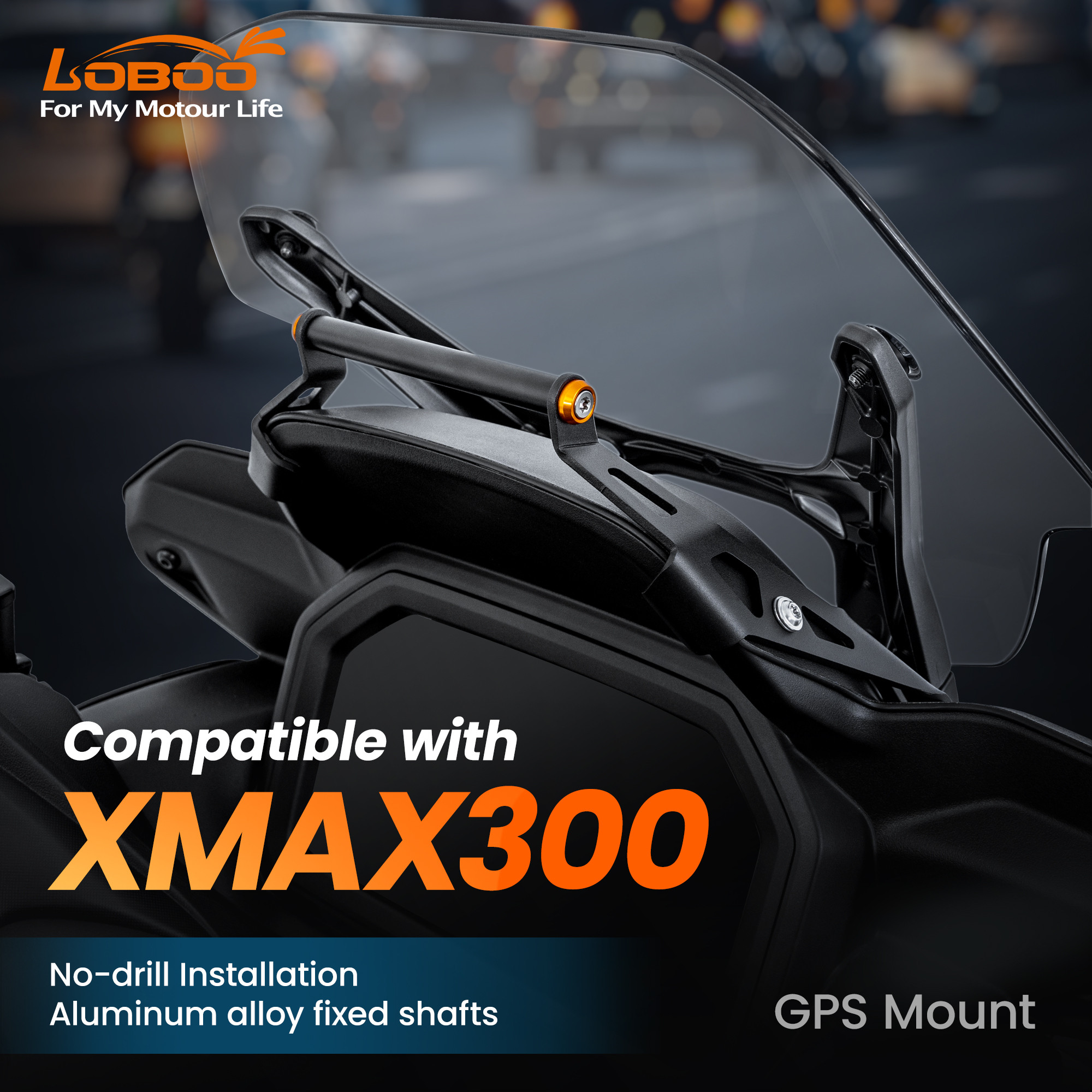 LOBOO Zestaw montażowy GPS do motocykli YAMAHA XMAX300 (2025), belka 12mm