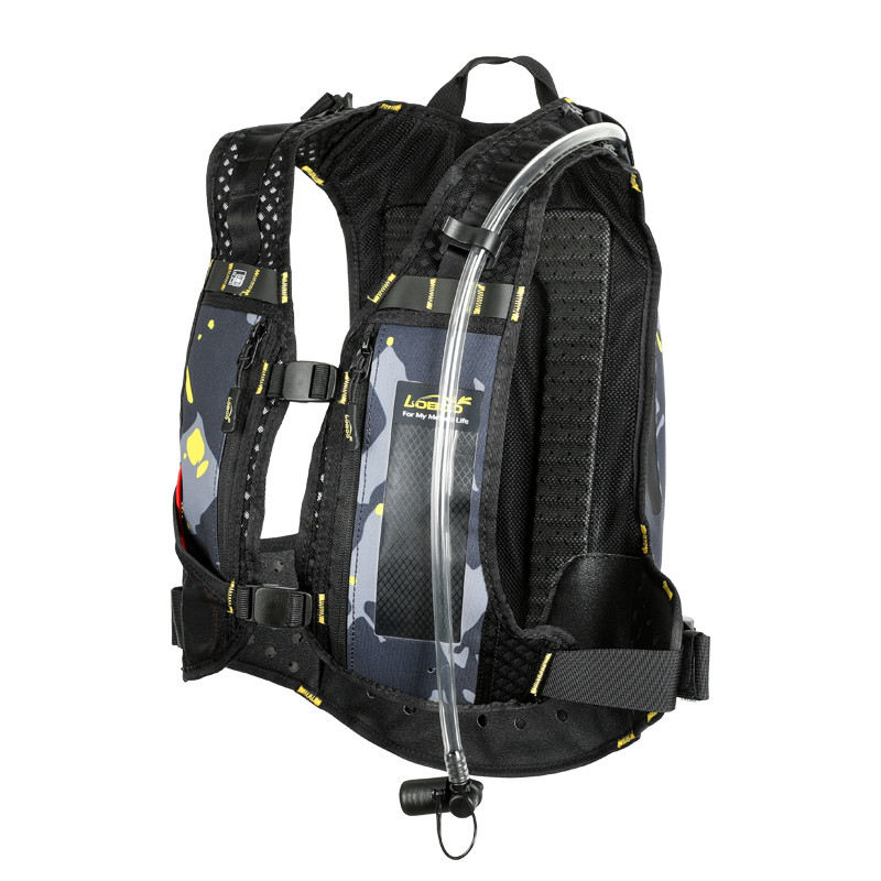 LOBOO Plecak motocyklowy czarny/szary/fluo 6L, materiał TPU, wodoodporny IPX7, camelbag 1,5L
