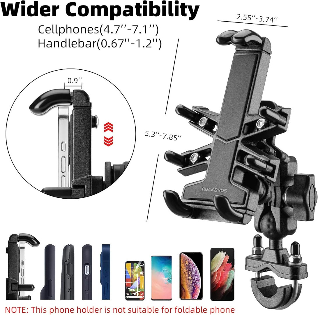 Uchwyt na telefon Heavy Duty metalowy z absorpcją drgań (25210024001) JDR001 na kierownicę ROCKBROS