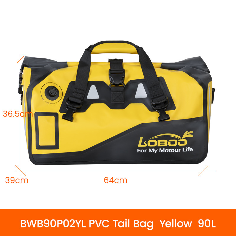 LOBOO Torba motocyklowa PVC żółta 90L (z kieszenią separacyjną na mokre rzeczy)