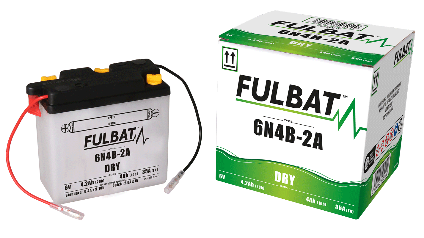 Akumulator FULBAT FUL DRY - 6N4B-2A (suchy, obsługowy, kwas w zestawie)