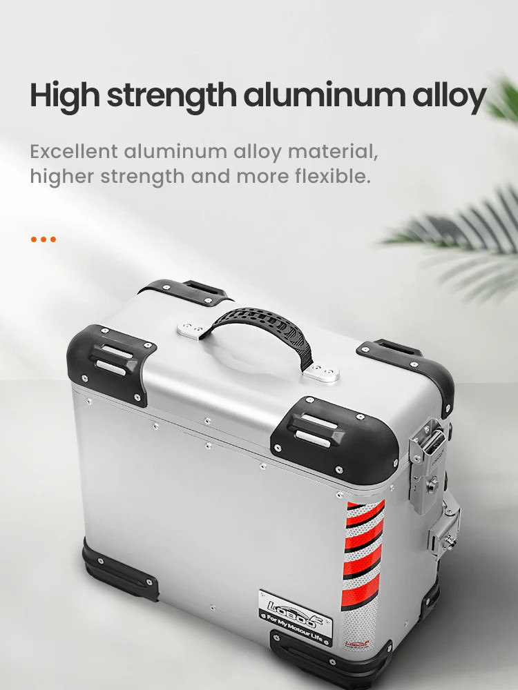 LOBOO TIBET Kufry boczne czarne 35+28L, aluminium, 2 zamki, wodoodporne, 1 zestaw - 2 szt