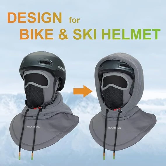 Kominiarka z kapturem na kask rowerowy narciarski Rockbros szara