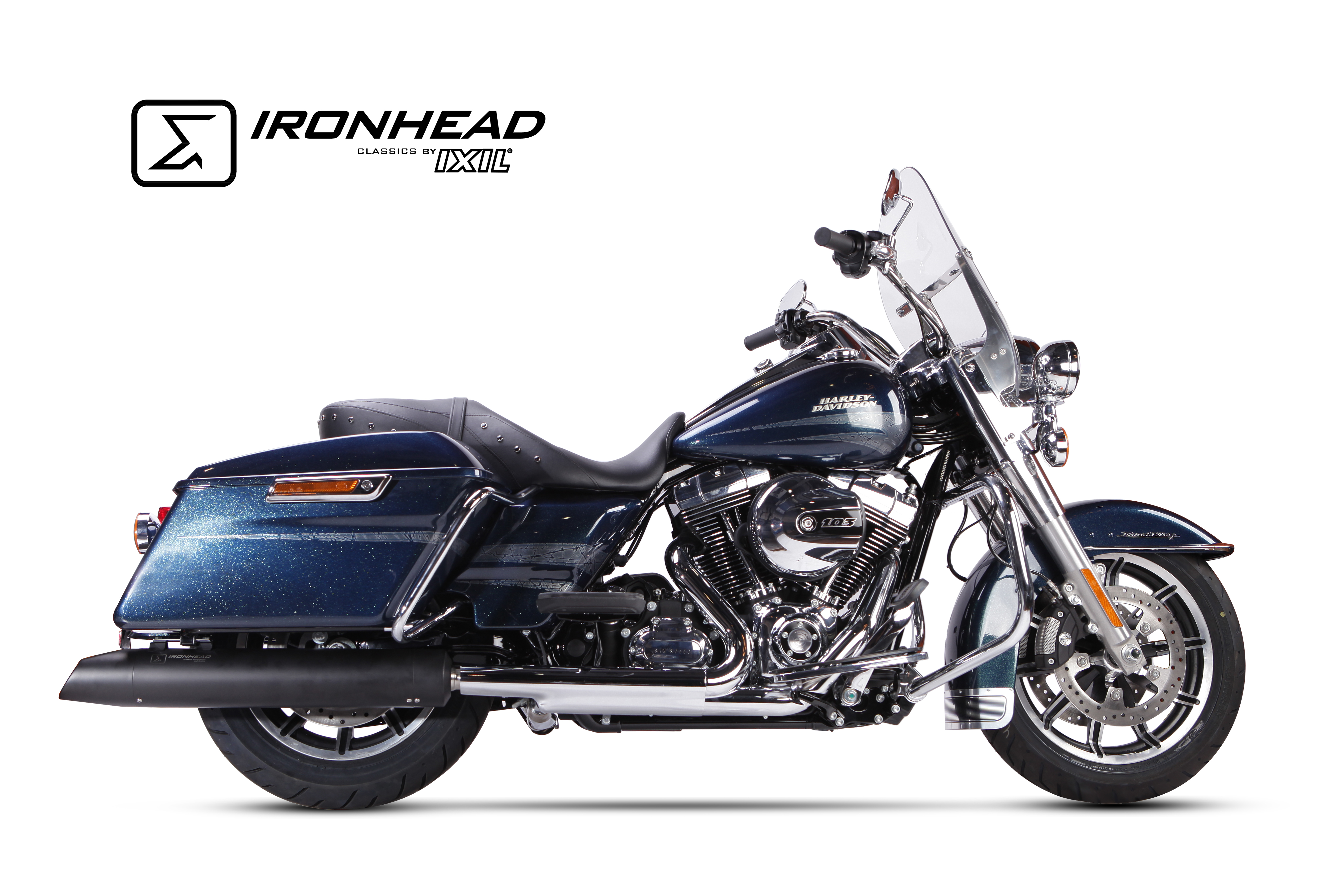 Tłumik IXIL H-D TOURING ROAD KING 2006-2016 typ HC2-1B (waga: 4000g, długość: 670 mm., materiał: Inox AISI304, kolor: Black pain