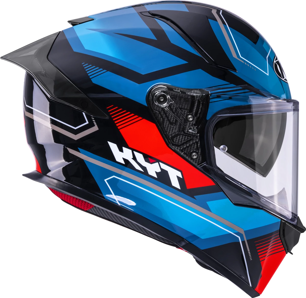 Kask motocyklowy KYT R2R PARSEC CZARNY/NIEBIESKI/CZERWONY E06