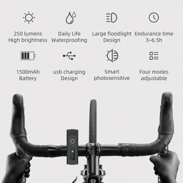 Lampka rowerowa przednia Rockbros QD-250LM LED USB 250LM IPX4 24510001001