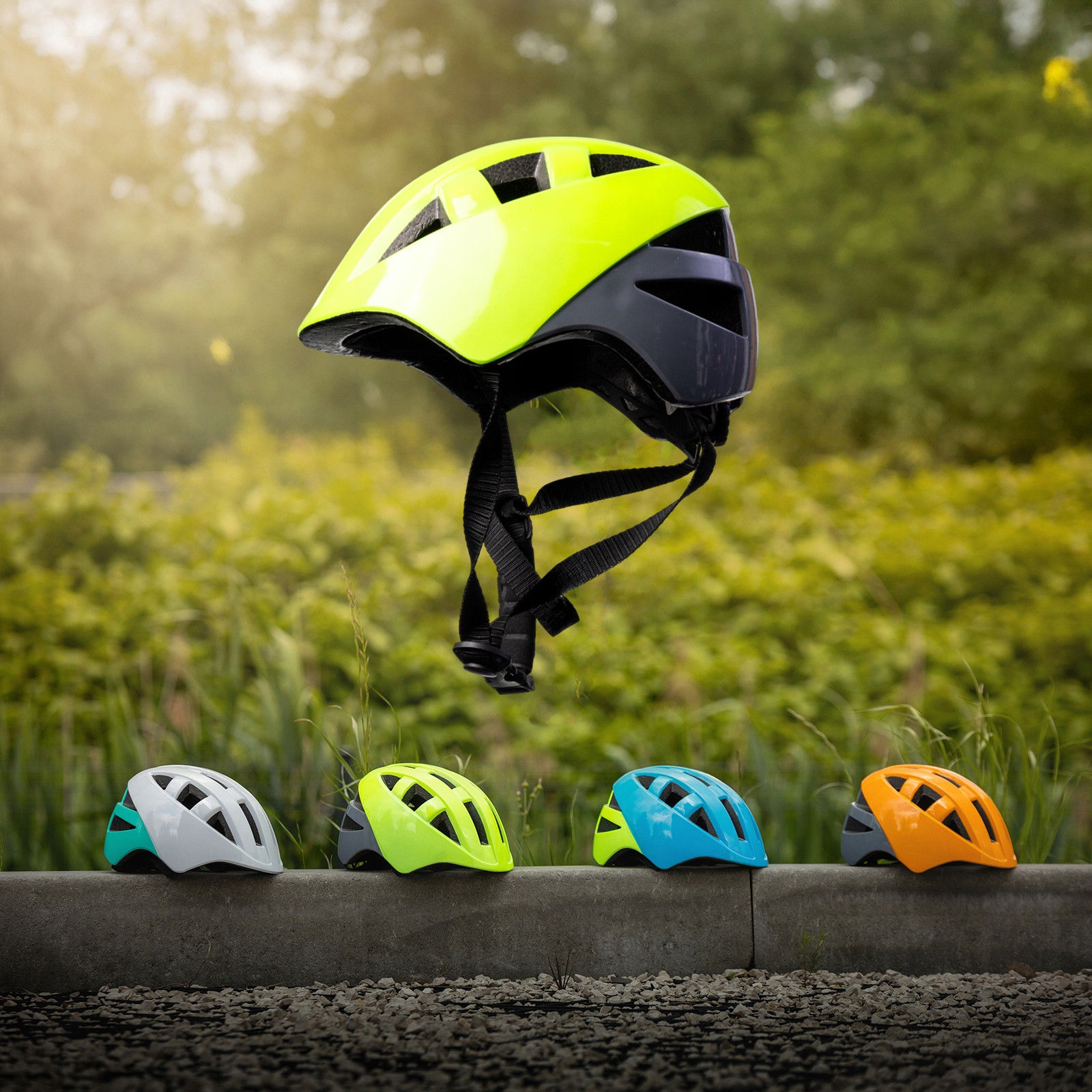 Kask rowerowy dziecięcy ROXAR KID żółty fluo S 48-52 cm