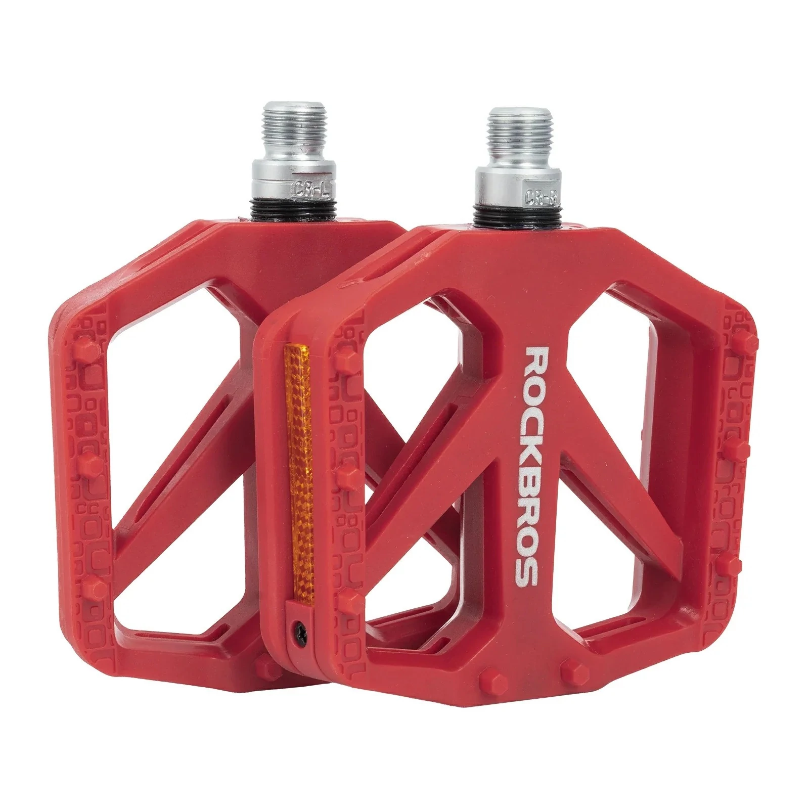 Pedały rowerowe platformowe Rockbros BP2602 nylonowe łożyska maszynowe 9/16 MTB CZERWONE
