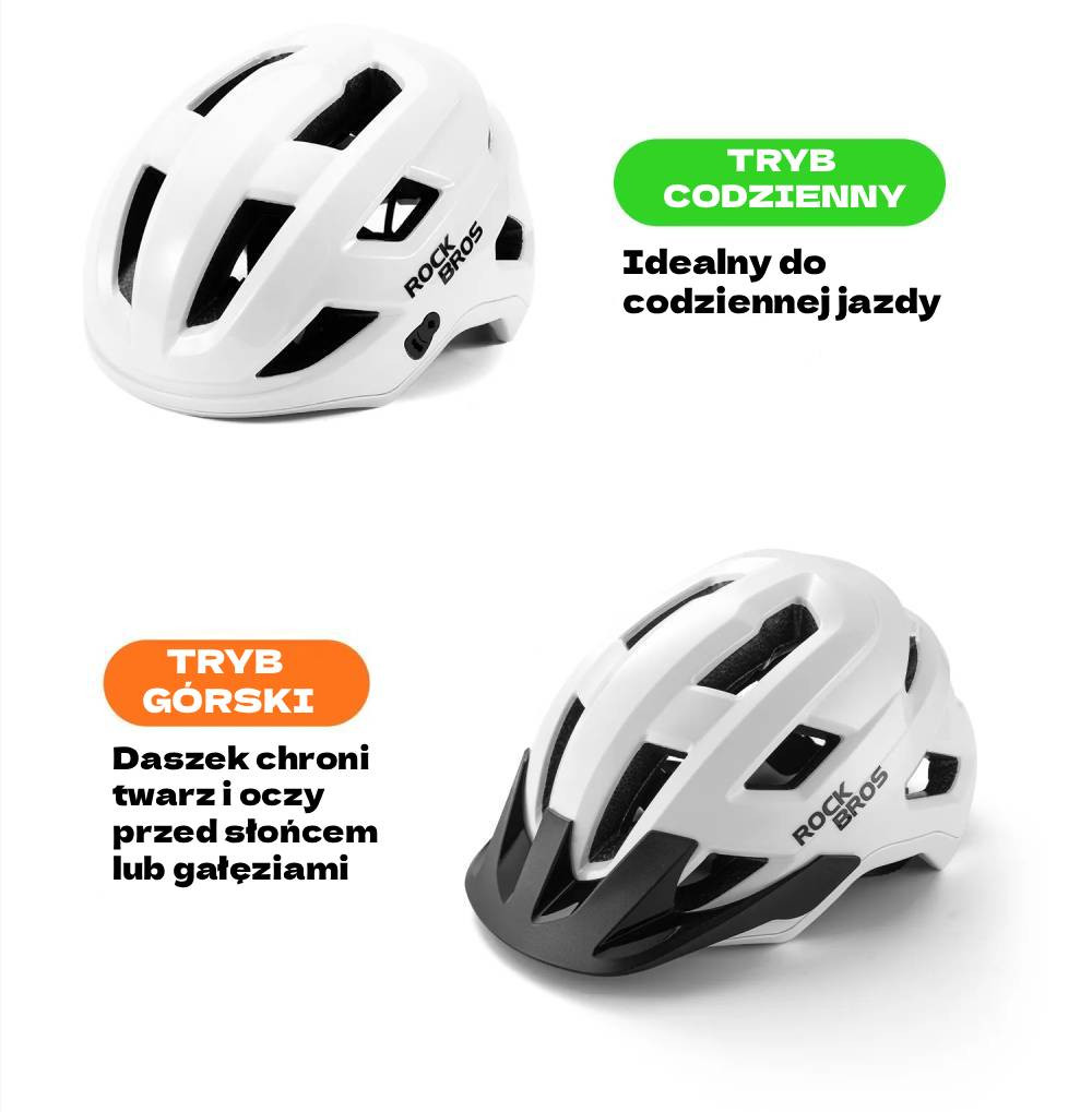 Kask rowerowy regulowany, lekki i bezpieczny MTB Rockbros 100050002 LK-67 biały