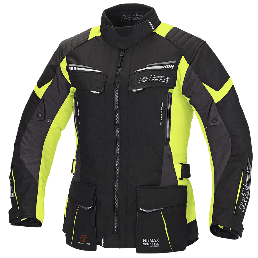 Kurtka motocyklowa damska BUSE Lago Pro czarno/neonowo żółta