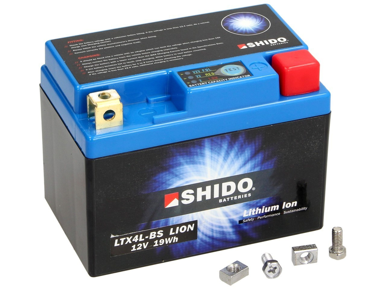 SHIDO Akumulator Litowo Jonowy LTX4L-BS 12V 1.6Ah 95A